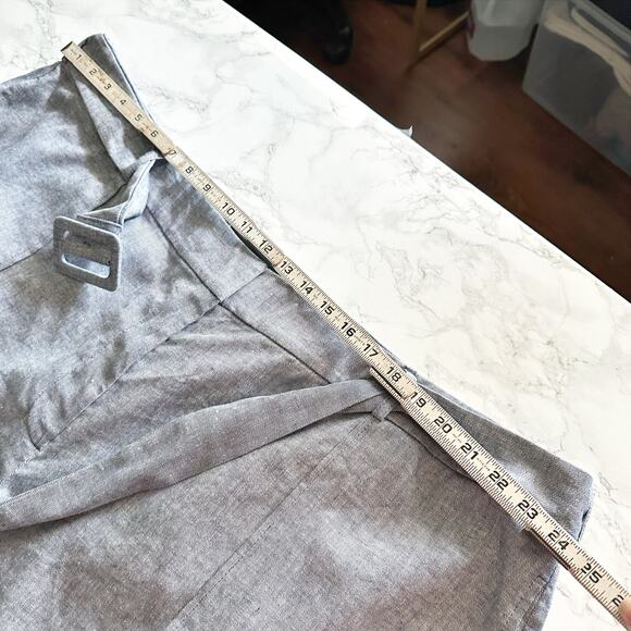 Lane Bryant Linen Blend Gray Blue High Rise Belted Bermuda Shorts Plus Size 26 - Picture 9 of 11